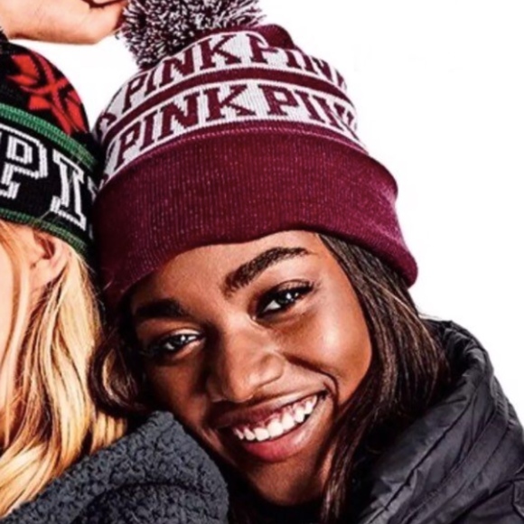 PINK Victoria's Secret Accessories - FINAL PRICE: VS PINK Maroon Pom Pom Beenie